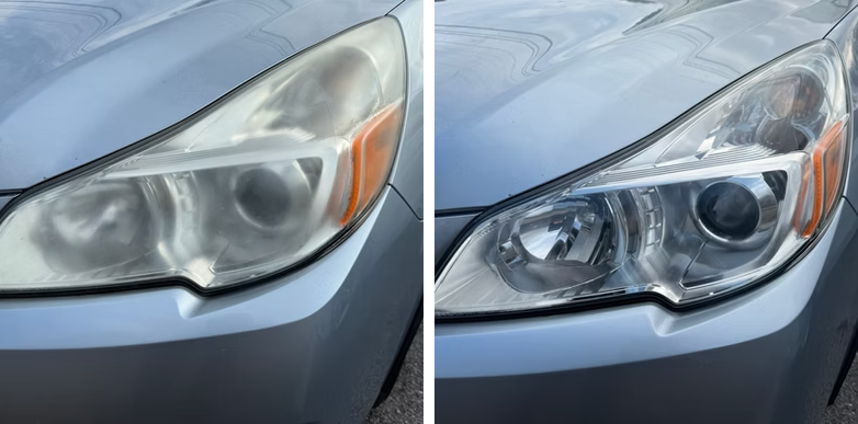 Headlight Restoration Transformation before and after comparison showing professional headlight restoration results in Greensboro